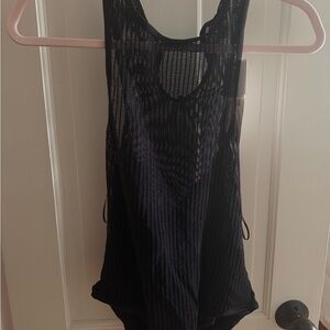 Zara Black Sheer Knit One-Piece Swimsuit